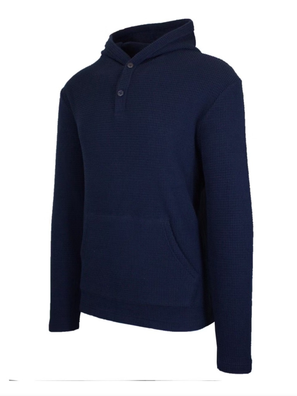Blue Ice Men's Loose Fit Waffle Knit Thermal Henley Pullover Hoodie NWT 2XL